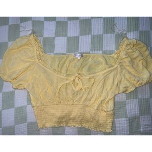 Yellow Puff Sleeve Women's Top